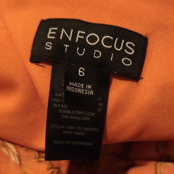 Enfocus Studio Orange V-Neck Short Sleeve Chain Print Maxi Dress Size 6 - Picture 8 of 9